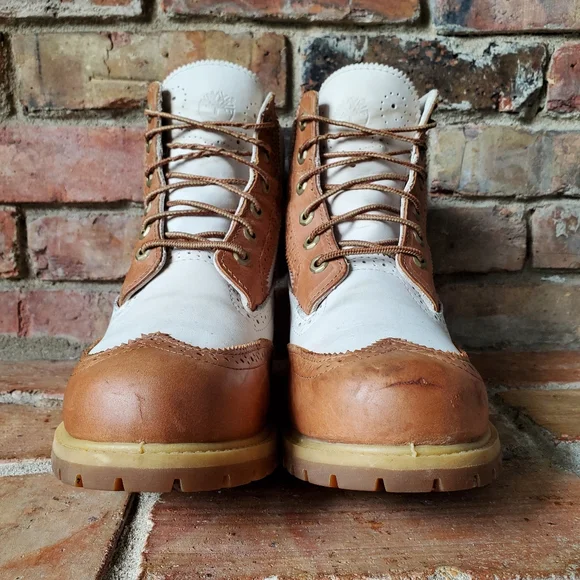 Timberland Women's Lace Up Boots - White and Tan - Picture 7 of 11